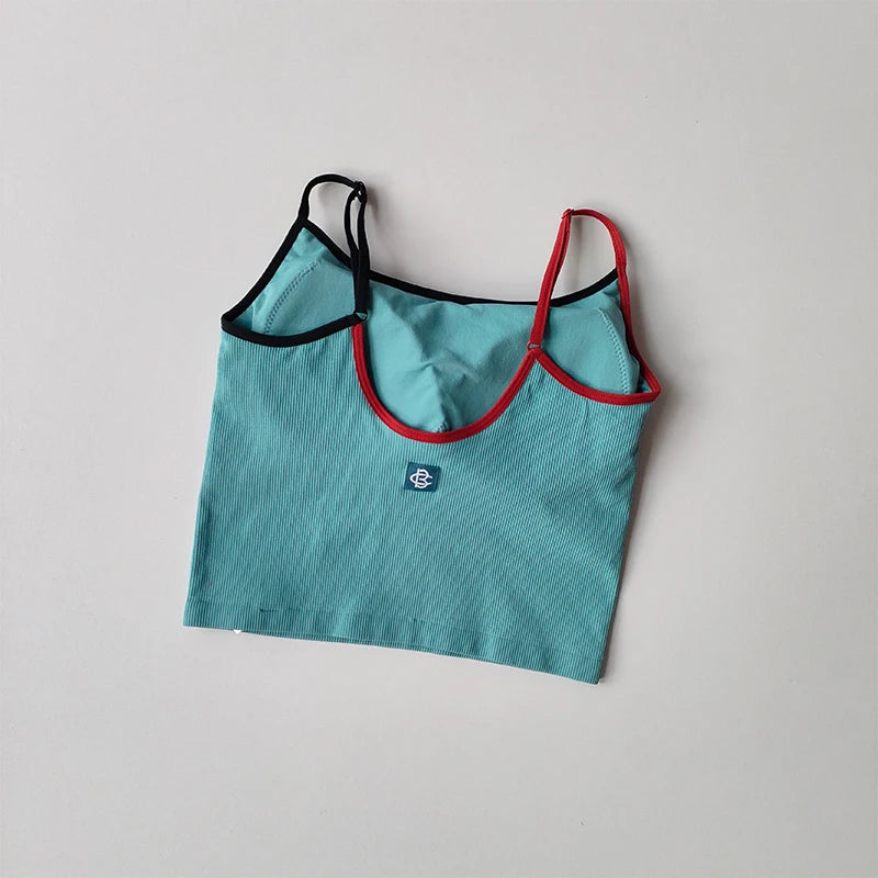 Sports Underwear for Women in Summer Contrasting Colors, Anti-sagging Fitness Yoga Suit Suspender, Integrated Beauty Vest Bra