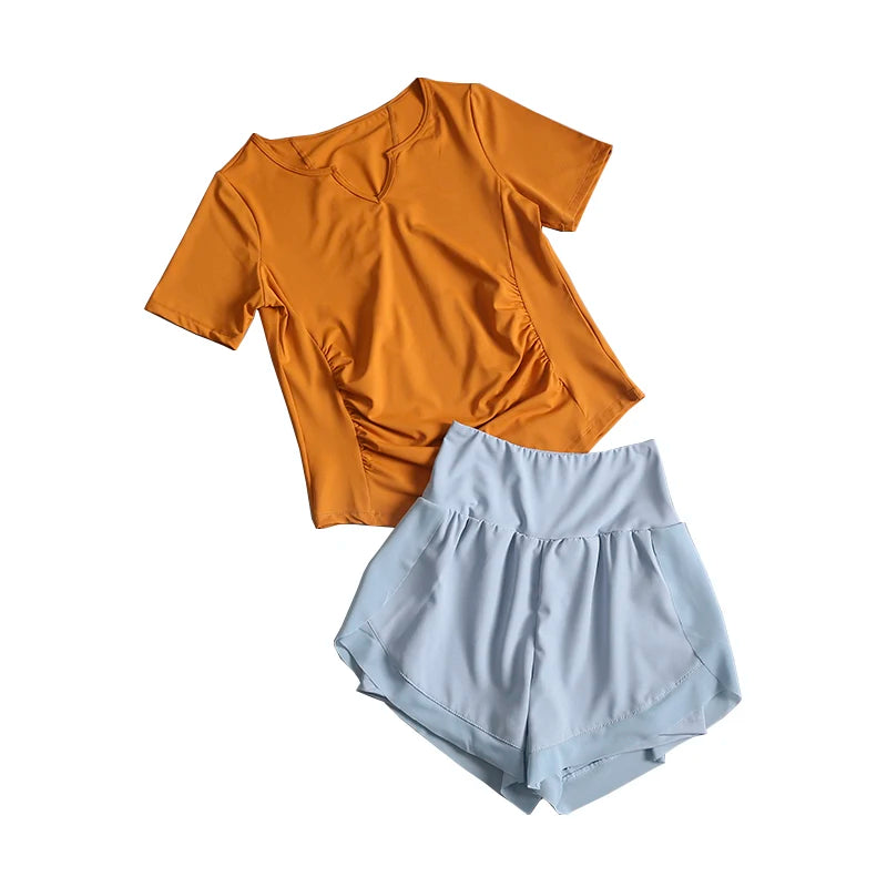 Sports suit for women in summer new high-end fashion short-sleeved internet celebrity professional training gym running yoga