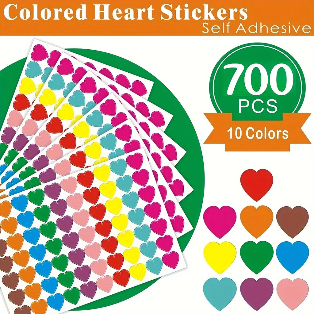 700 Pcs Colored Heart Dot Stickers Circle Dot Stickers Color Coding Labels Sticky Dots Labels Stickers.