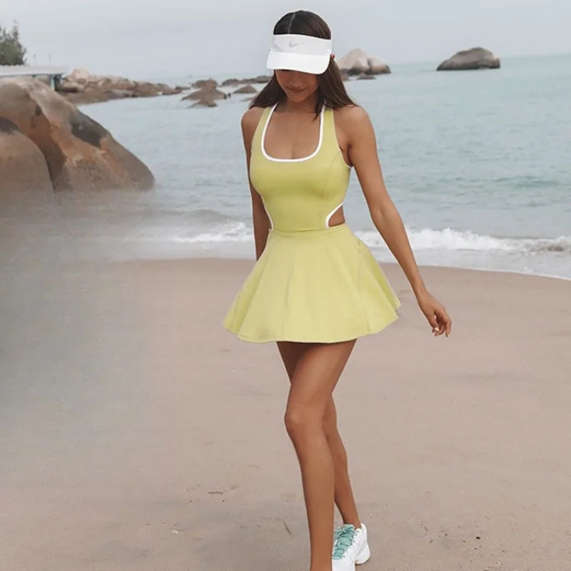 Sports Dresses Tennis Suit One-Piece Yoga Clothes Women's Outdoor Athletic Dress Romoer Summer Women Dress 2024 Sportswear