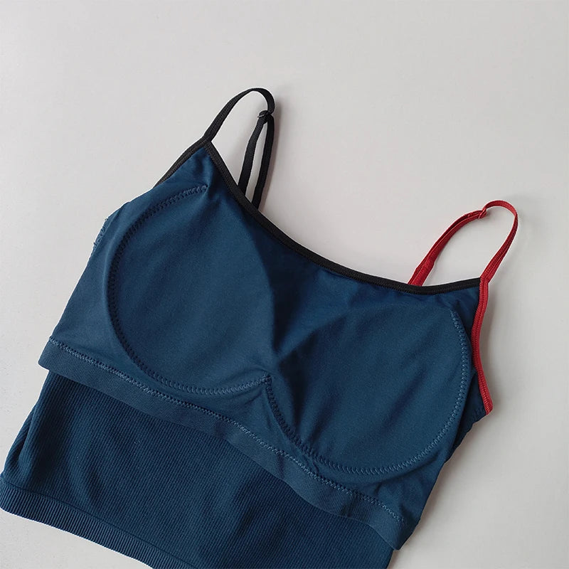 Sports Underwear for Women in Summer Contrasting Colors, Anti-sagging Fitness Yoga Suit Suspender, Integrated Beauty Vest Bra