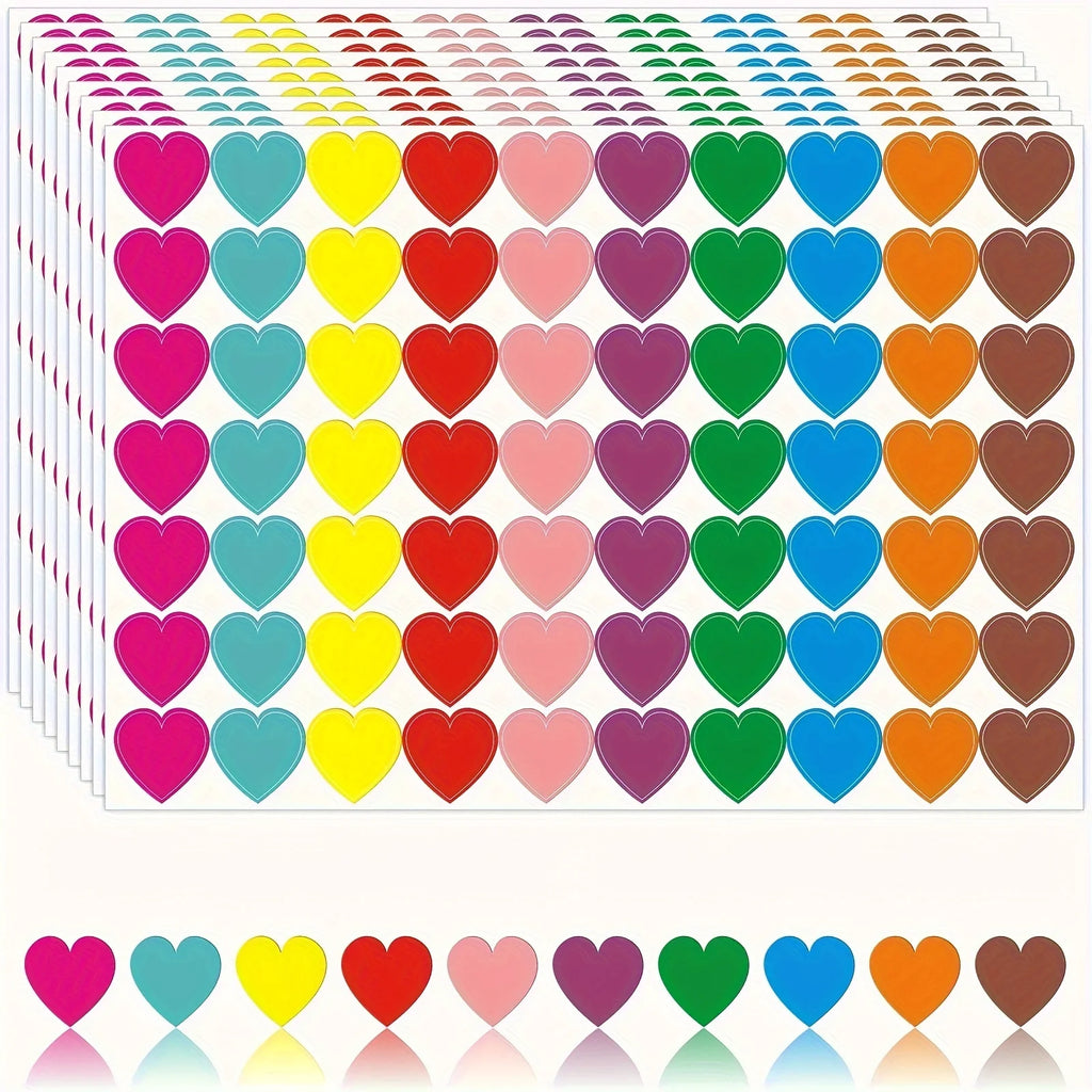 700 Pcs Colored Heart Dot Stickers Circle Dot Stickers Color Coding Labels Sticky Dots Labels Stickers.