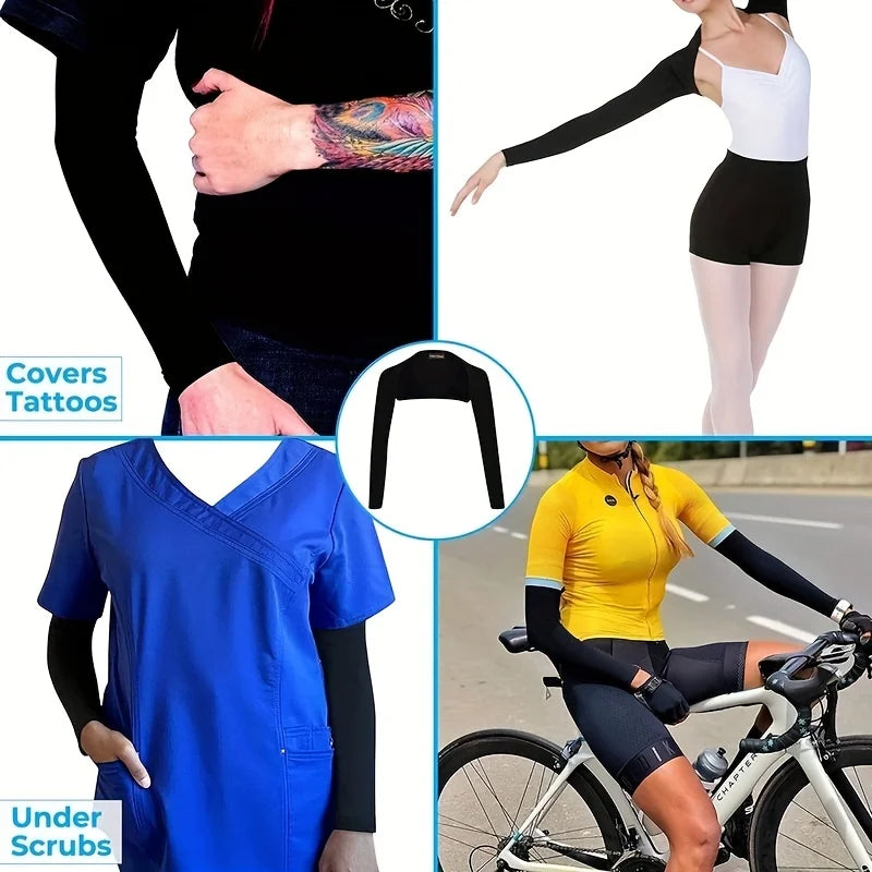 Women's Sports Sun Protection Shawl Thin Style Shoulder Length Women's Sports Sleeve Perfect For Outdoor Golf, Running, Cycling